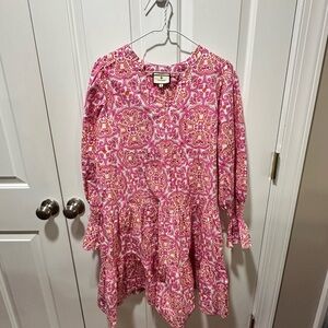 Tuckernuck Kenzo, pink and orange block mini dress. Size medium.